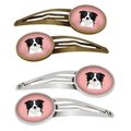 Carolines Treasures Checkerboard Pink Border Collie Barrettes Hair Clips, Set of 4, 4PK BB1241HCS4